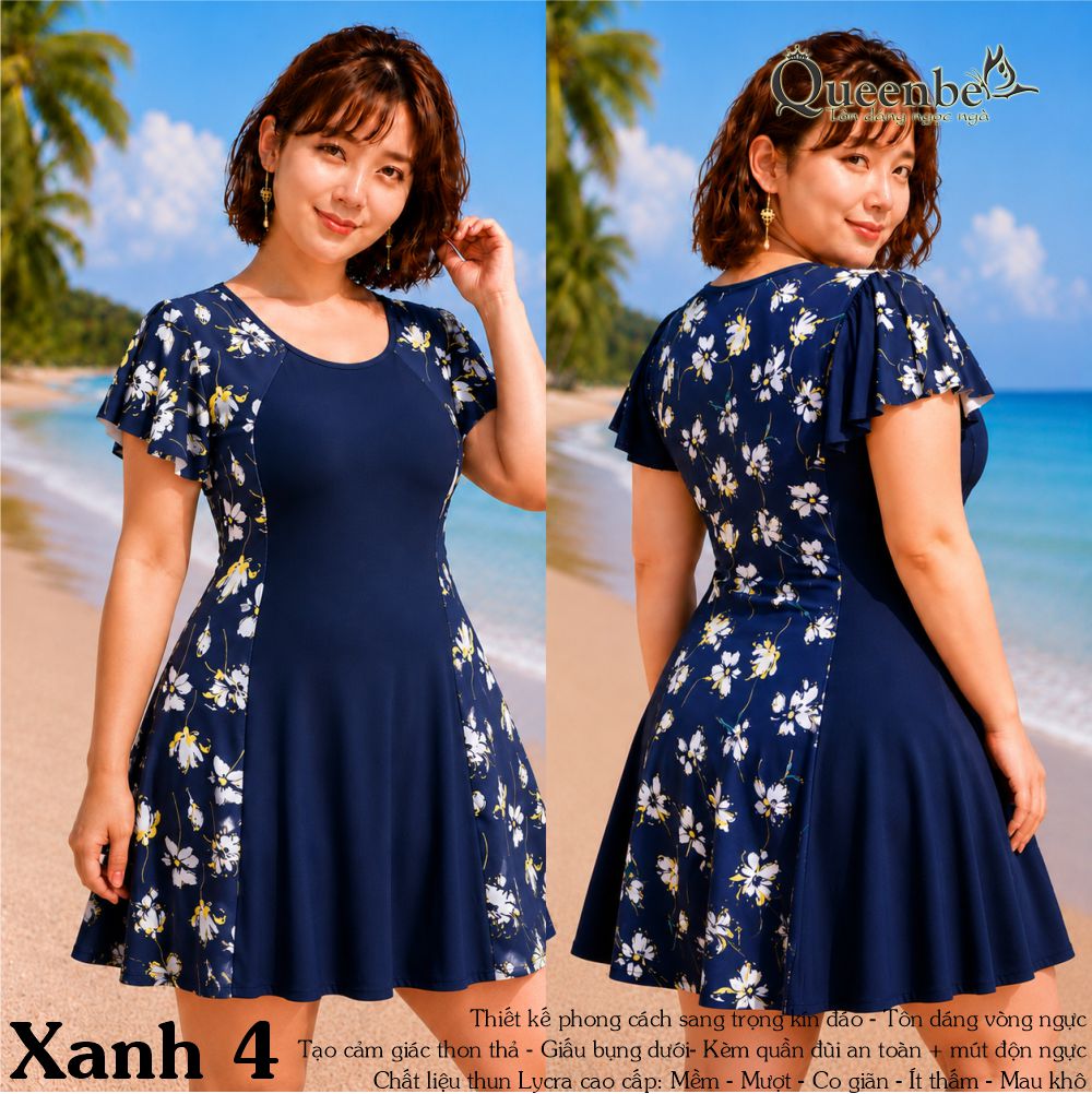 Đồ bơi trung niên big size giấu bụng Queenbe GLSWIM040 vải thun Lycra cao cấp co giãn, ít thấm hút, mau khô, kèm mút ngực