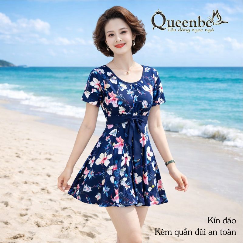 Đồ bơi trung niên big size giấu bụng Queenbe GLSWIM040 vải thun Lycra cao cấp co giãn, ít thấm hút, mau khô, kèm mút ngực