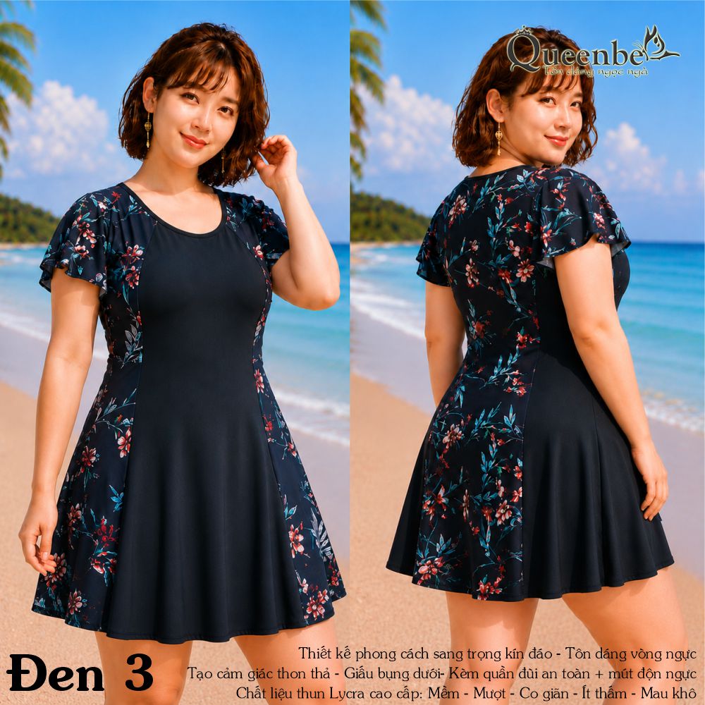 Đồ bơi trung niên big size giấu bụng Queenbe GLSWIM040 vải thun Lycra cao cấp co giãn, ít thấm hút, mau khô, kèm mút ngực