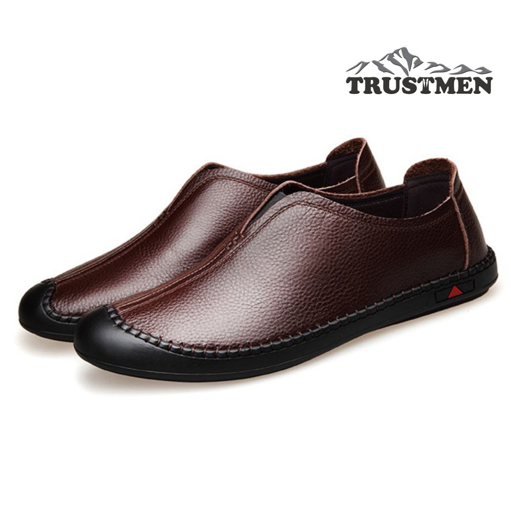 Giày nam da thật bịt mũi Trustmen GLG110 đế cao su trùm mũi chống trượt, chống va đập