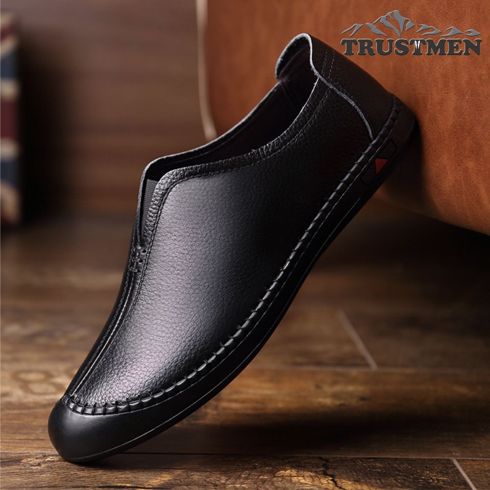 Giày nam da thật bịt mũi Trustmen GLG110 đế cao su trùm mũi chống trượt, chống va đập