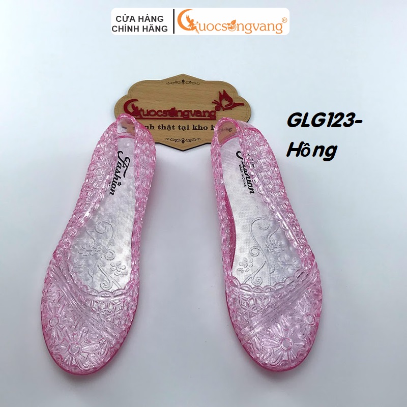 Giày nhựa dẻo thời trang nữ Cuocsongvang dập hoa cúc GLG123 êm chân chống trượt