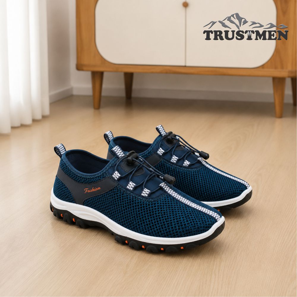 Giày thể thao nam buộc dây Trustmen GLG090 lưới mềm thoáng khí chống hôi, đế êm chống trượt