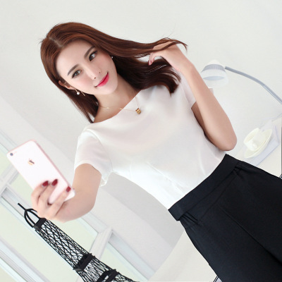Hàng nhập-bộ đồ nữ quần cạp cao trắng đen culottes