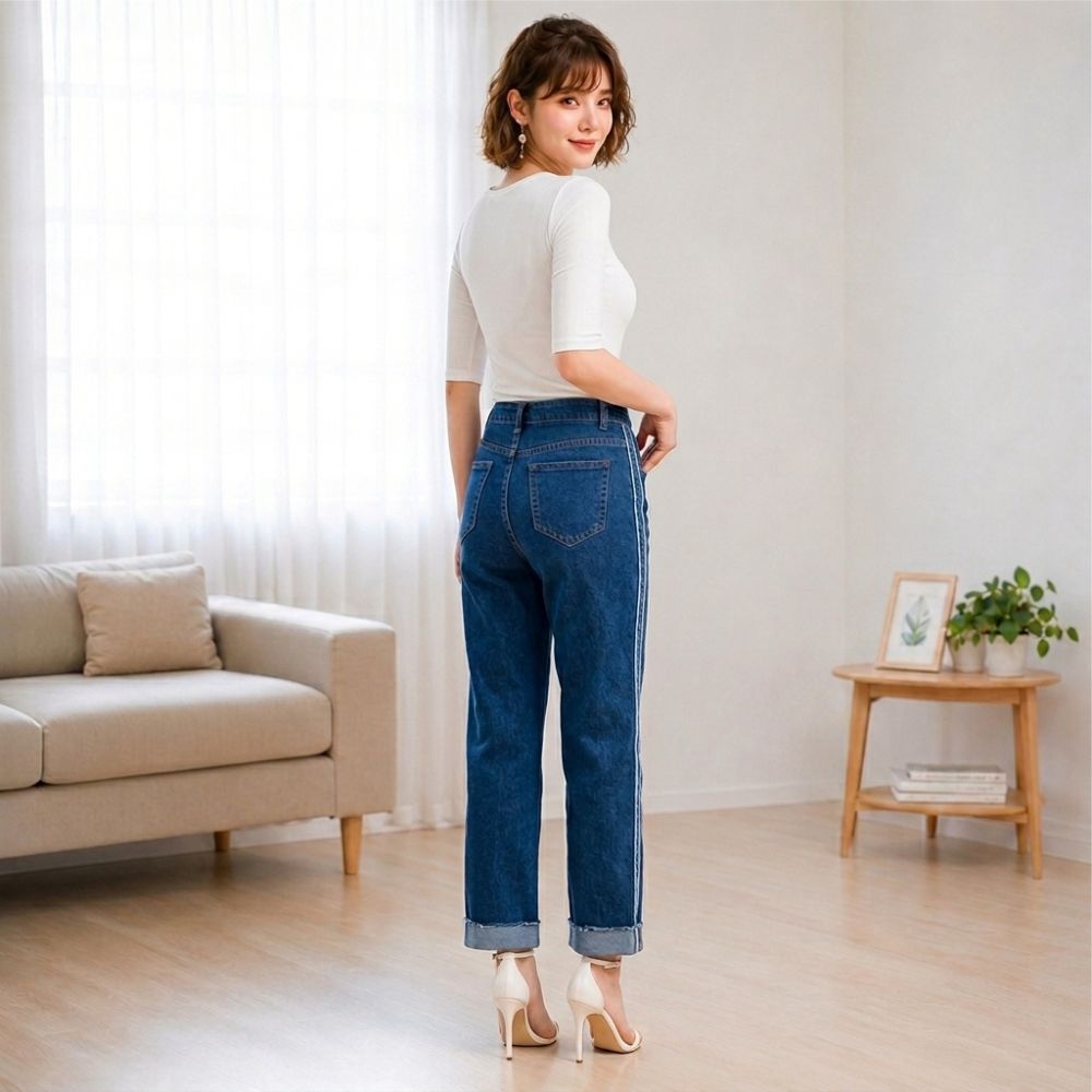 Quần Jean nữ ống đứng Queeenbe GLQ067 jean gốc sợi bông mềm, thoáng