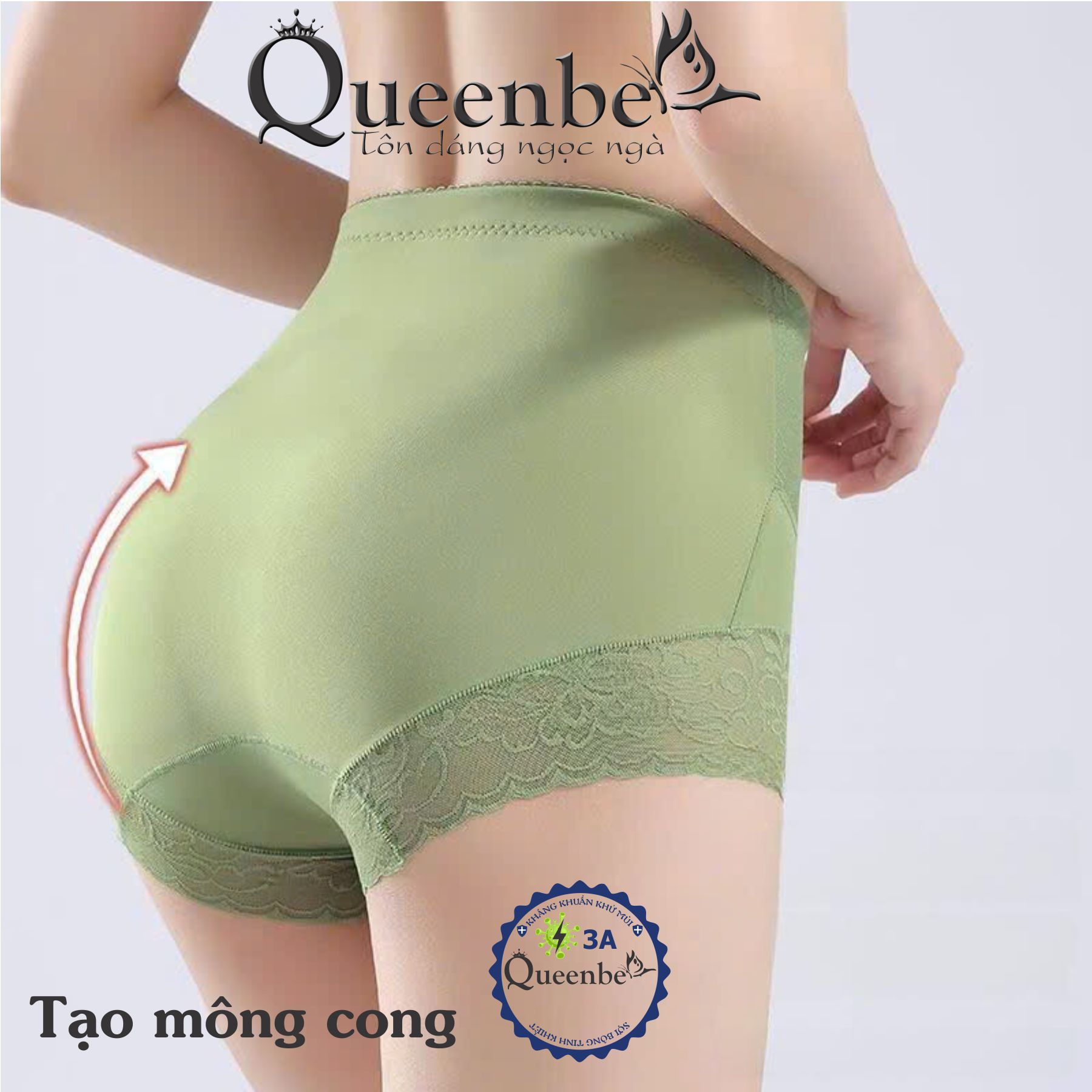 Quần Lót GEN bụng dưới Queenbe GLDL054 nâng mông bằng cotton phối ren