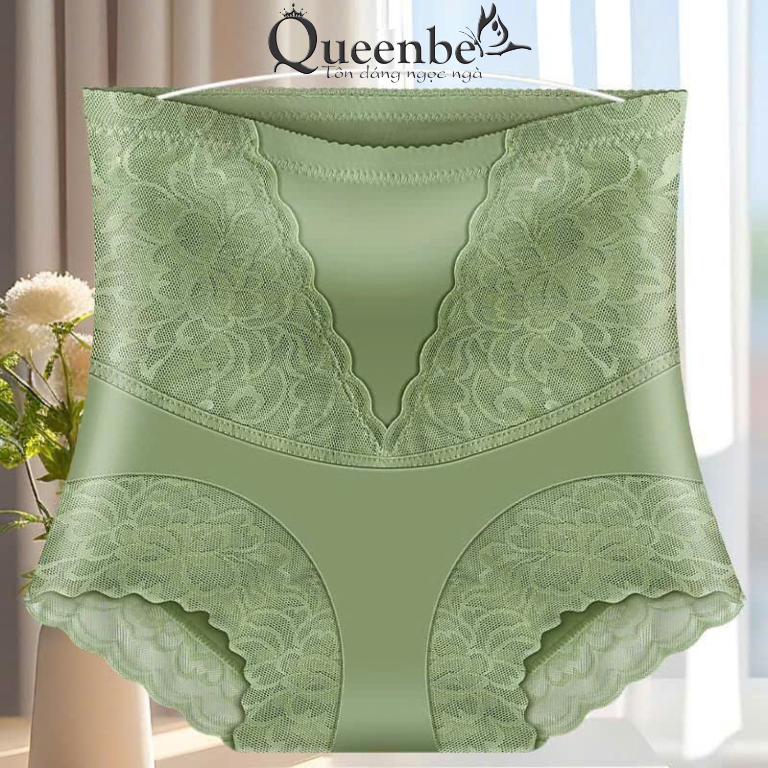 Quần Lót GEN bụng dưới Queenbe GLDL054 nâng mông bằng cotton phối ren