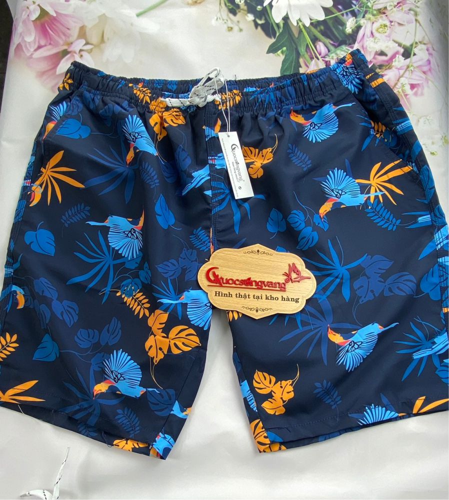 Quần bơi nam phom rộng Trustmen GLSWIM094 vải ít thấm hút mau khô in tinh tế