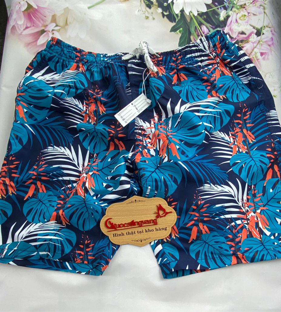 Quần bơi nam phom rộng Trustmen GLSWIM094 vải ít thấm hút mau khô in tinh tế