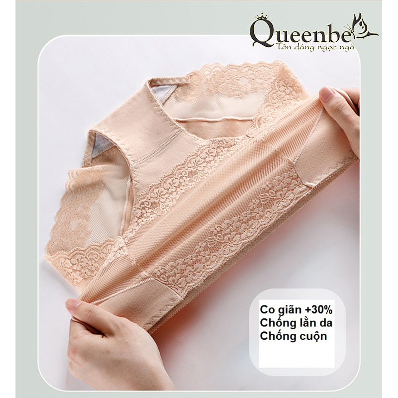 Quần chíp nữ phong cách quyến rũ sang trọng kiêu sa GLDL047 Queenbe phối lưới phối ren chất cotton mềm thoáng