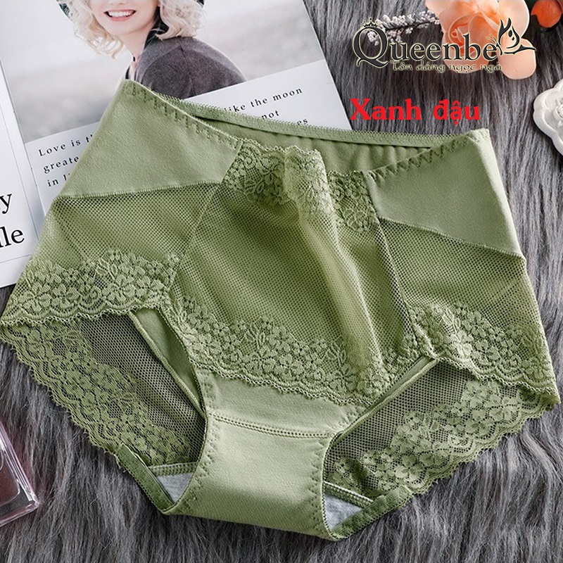 Quần chíp nữ phong cách quyến rũ sang trọng kiêu sa GLDL047 Queenbe phối lưới phối ren chất cotton mềm thoáng