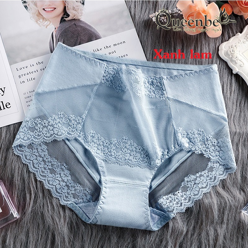 Quần chíp nữ phong cách quyến rũ sang trọng kiêu sa GLDL047 Queenbe phối lưới phối ren chất cotton mềm thoáng