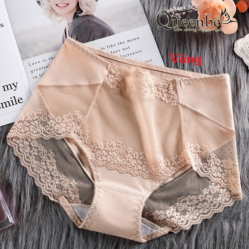 Quần chíp nữ phong cách quyến rũ sang trọng kiêu sa GLDL047 Queenbe phối lưới phối ren chất cotton mềm thoáng