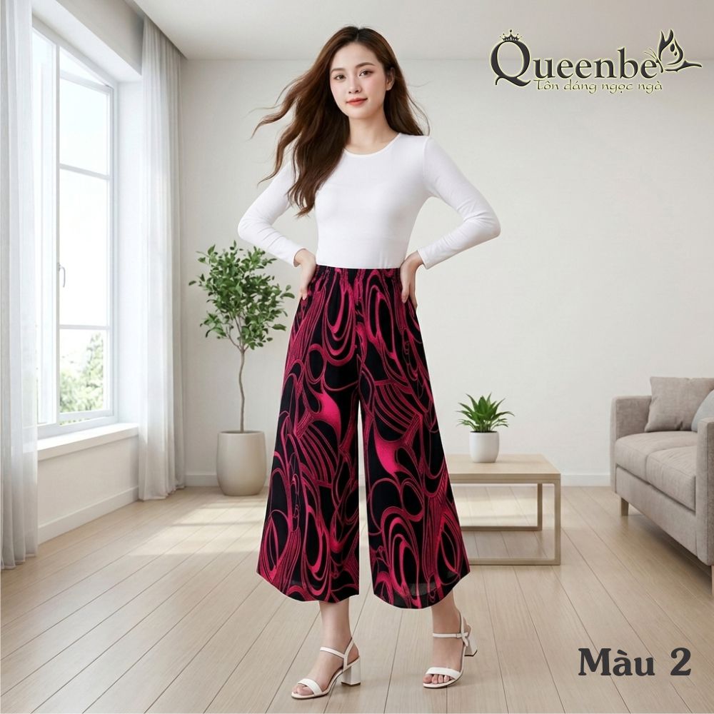 Quần cullote nữ ống rộng có big size Queenbe GLQ032 vải tone mềm bay