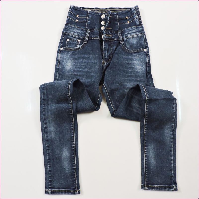 Quần jean lưng cao lưng thun Queenbe GLQ025 bốn nút jean cotton mềm thoáng