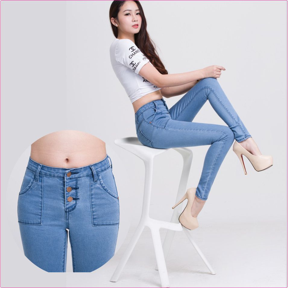 Quần jean nữ Skinny GLQ002 jean cotton mềm thoáng