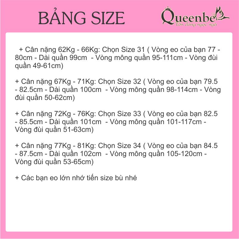 Quần jean nữ lưng cao big size 3 nút Queenbe GLQ111 jean từ sợi bông mềm, thoáng, co giãn tốt