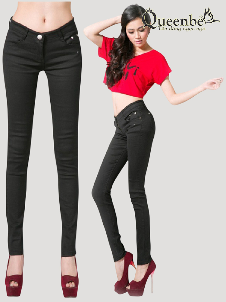 Quần kaki nữ cotton dệt chéo Queenbe GLQ019 co giãn dáng ôm, thông thoáng, thấm hút tốt, không rão