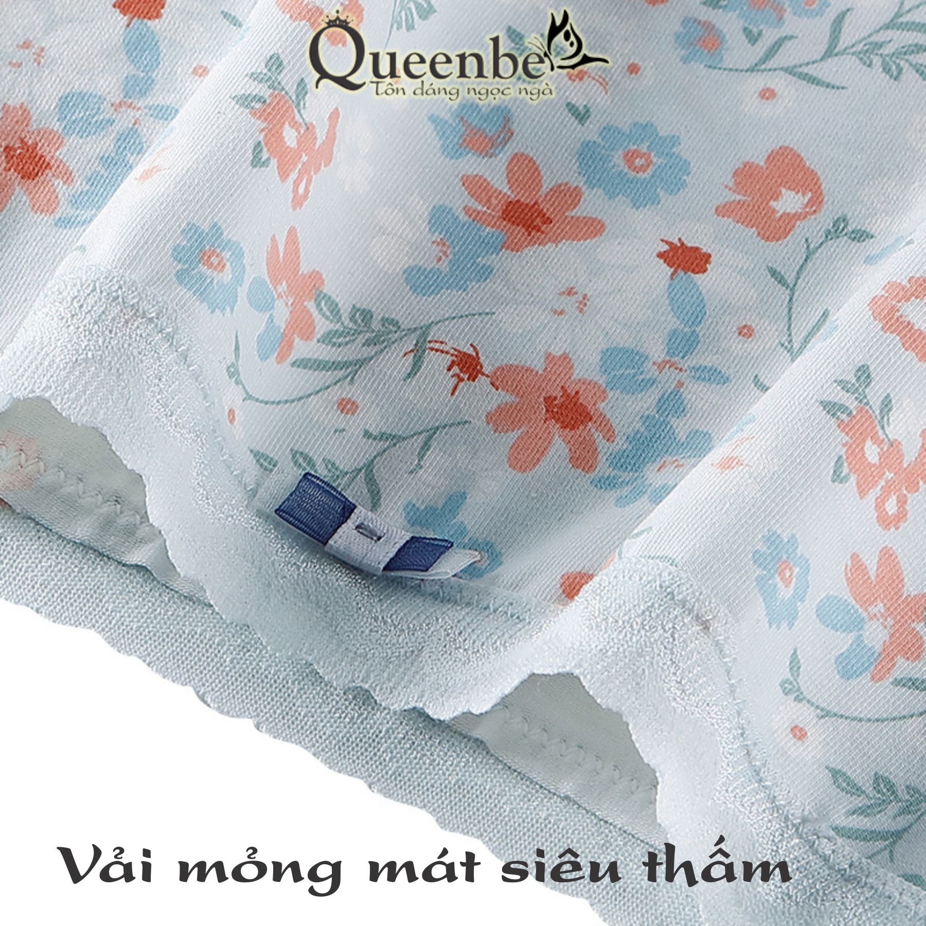Quần lót cotton tinh khiết Queenbe GLDL048 hoa xinh cạp trung đáy kháng khuẩn vải thoáng khí