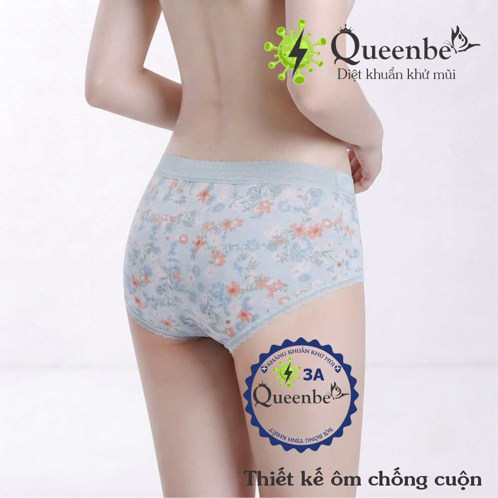Quần lót cotton tinh khiết Queenbe GLDL048 hoa xinh cạp trung đáy kháng khuẩn vải thoáng khí