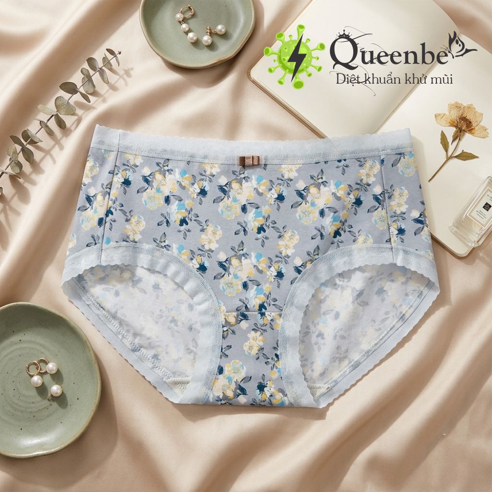 Quần lót cotton tinh khiết Queenbe GLDL048 hoa xinh cạp trung đáy kháng khuẩn vải thoáng khí