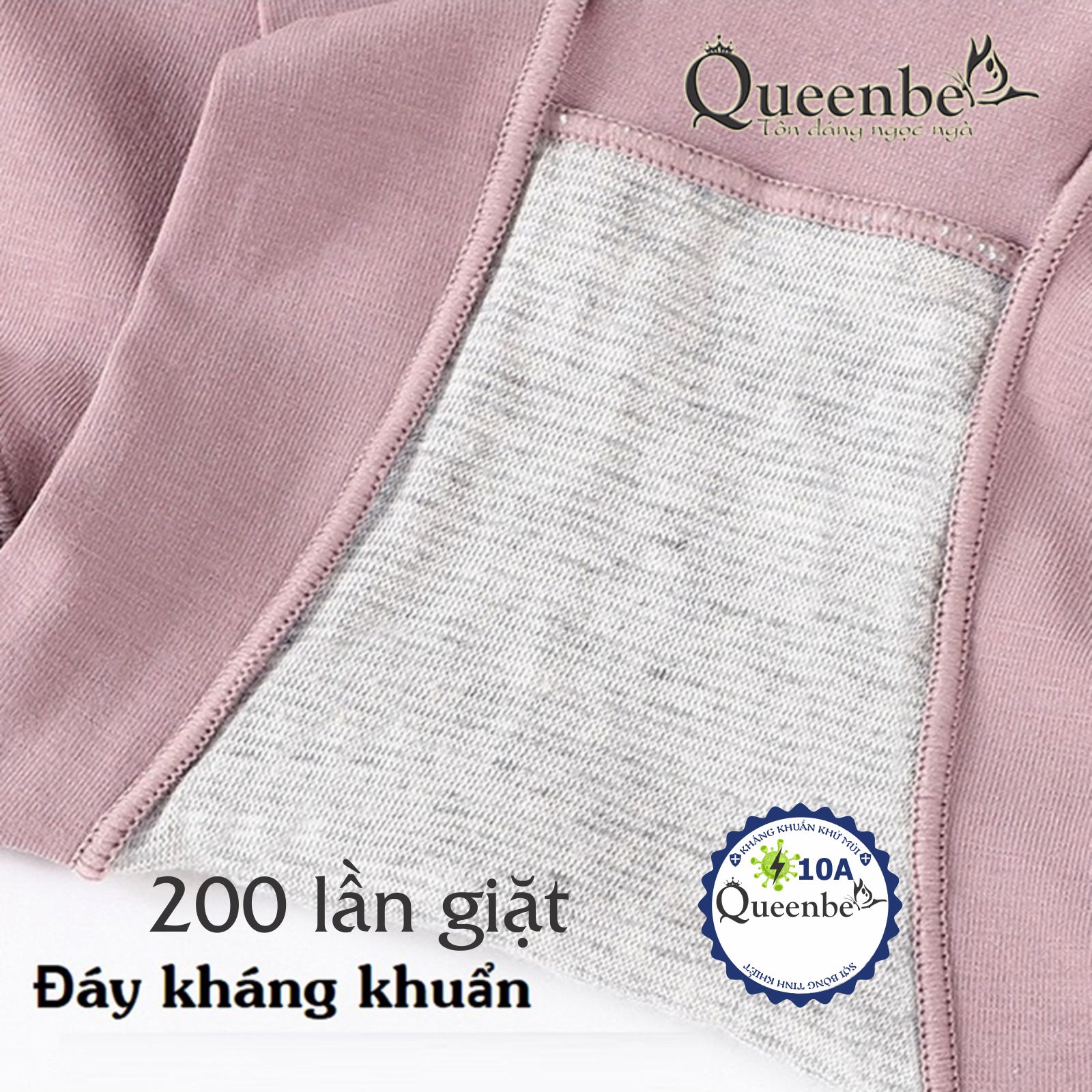 Quần lót nữ cotton kháng khuẩn 10A Queenbe GLDL053 gen eo chống cuộn nâng mông ren bụng