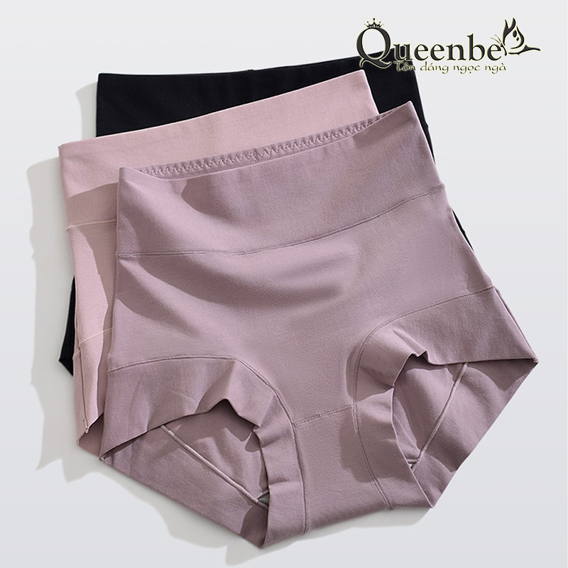 Quần lót nữ cotton kháng khuẩn 10A Queenbe GLDL053 gen eo chống cuộn nâng mông ren bụng