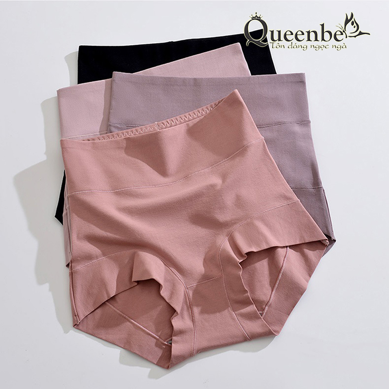 Quần lót nữ cotton kháng khuẩn 10A Queenbe GLDL053 gen eo chống cuộn nâng mông ren bụng