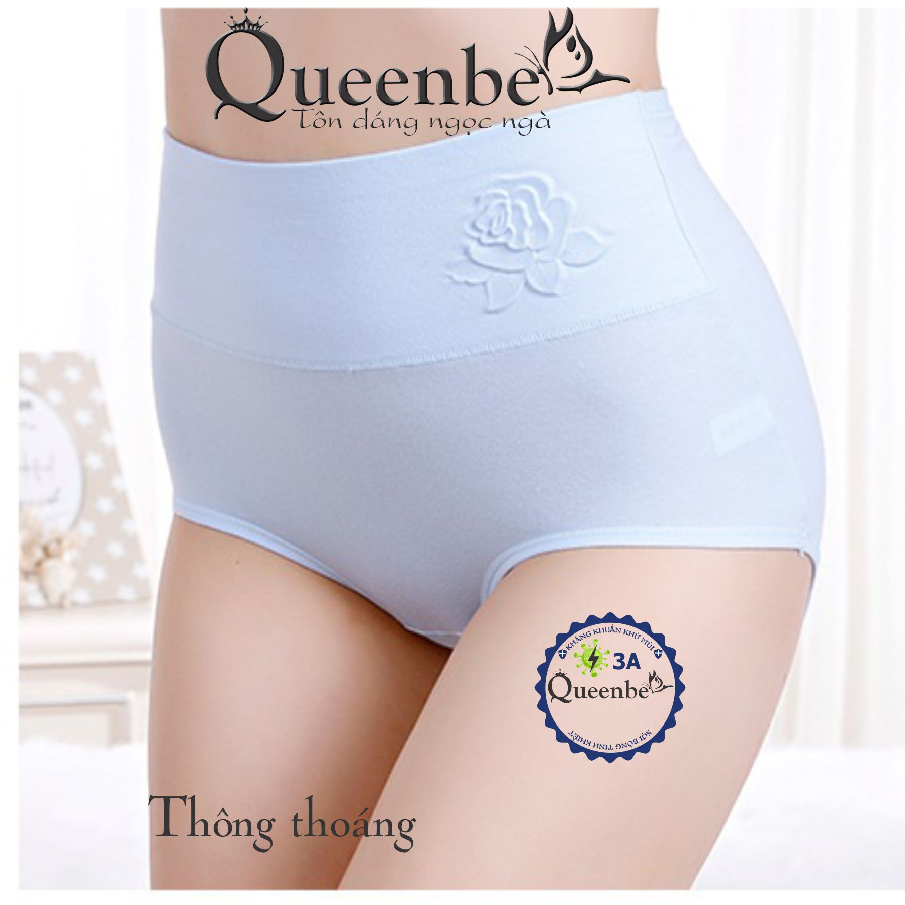 Quần lót nữ cotton kháng khuẩn GLDL045 Queenbe lưng cao gen eo chống cuộn thông thoáng và thấm hút mồ hôi