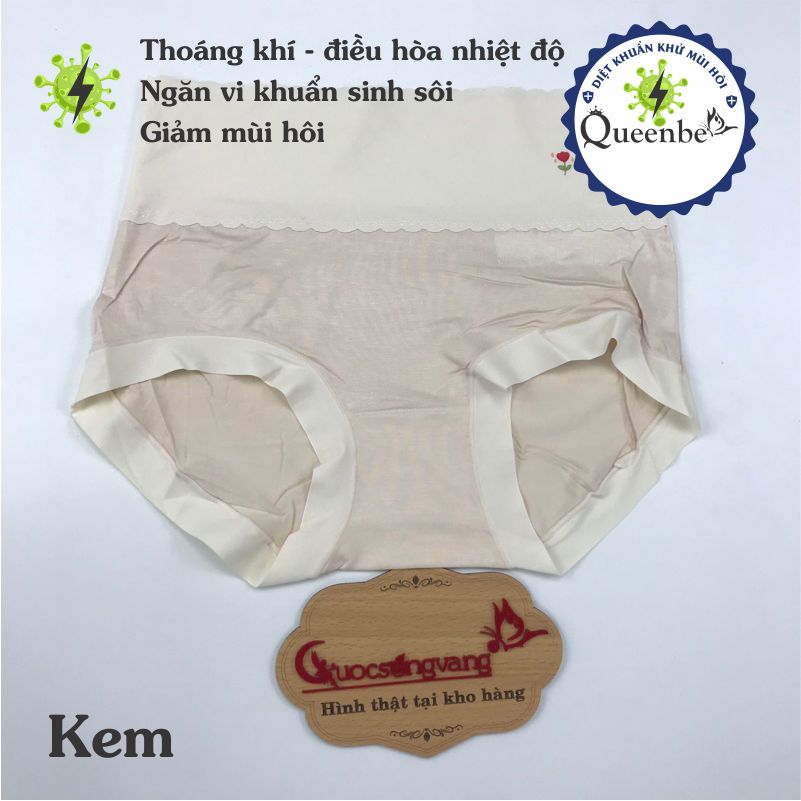 Quần lót nữ cotton lạnh GLDL052 Queenbe đáy lụa kháng khuẩn, điều hòa nhiệt độ