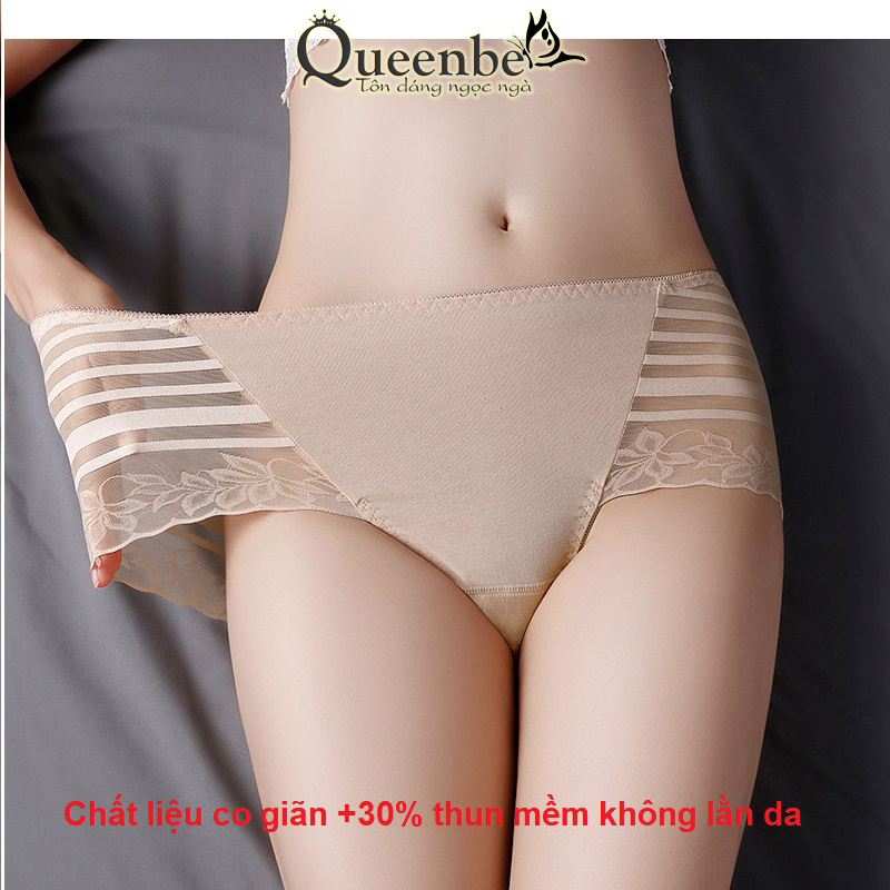 Quần lót nữ cotton phối lưới GLDL046 Queenbe phong cách sang trọng bí ẩn vải mềm mại siêu thoáng giã từ mồ hôi