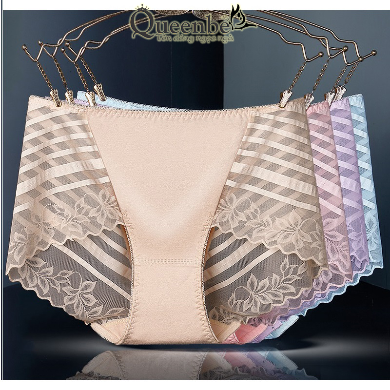 Quần lót nữ cotton phối lưới GLDL046 Queenbe phong cách sang trọng bí ẩn vải mềm mại siêu thoáng giã từ mồ hôi