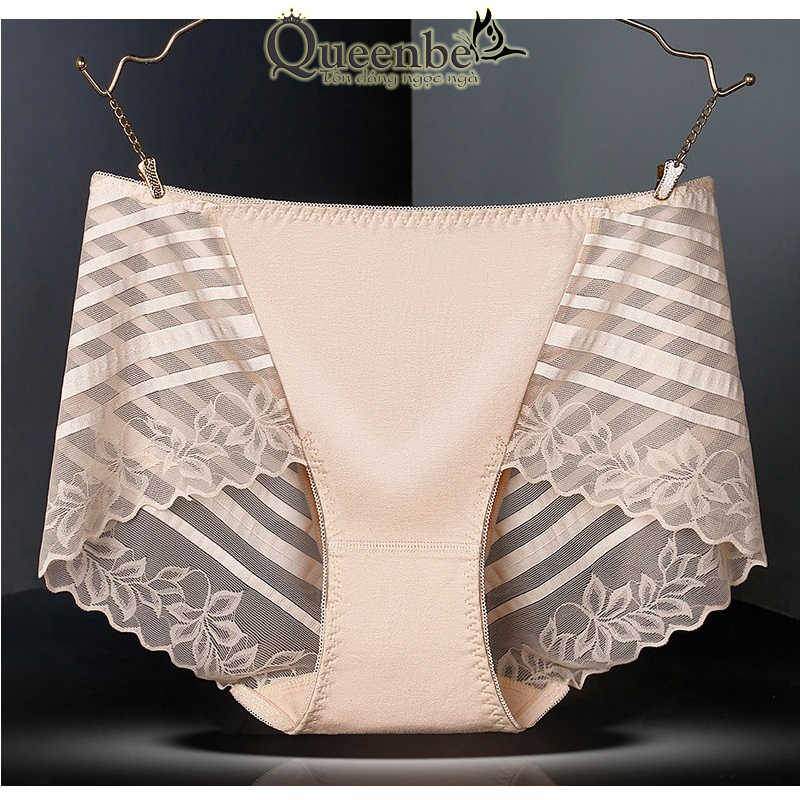Quần lót nữ cotton phối lưới GLDL046 Queenbe phong cách sang trọng bí ẩn vải mềm mại siêu thoáng giã từ mồ hôi