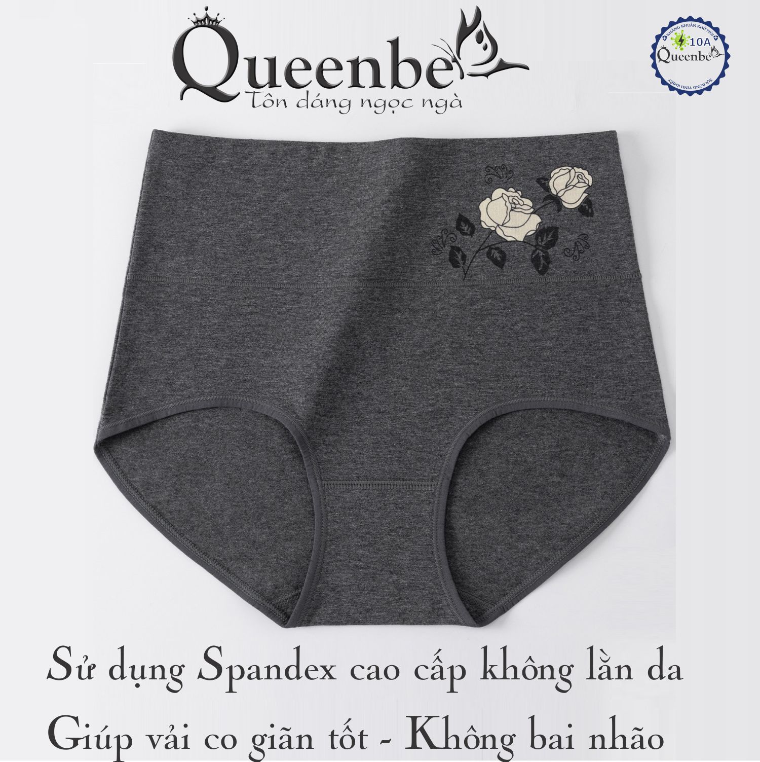 Quần lót nữ kháng khuẩn 10a Queenbe GLDL055 sợi bông dài tinh khiết ngăn mùi hôi, giảm viêm nhiễm