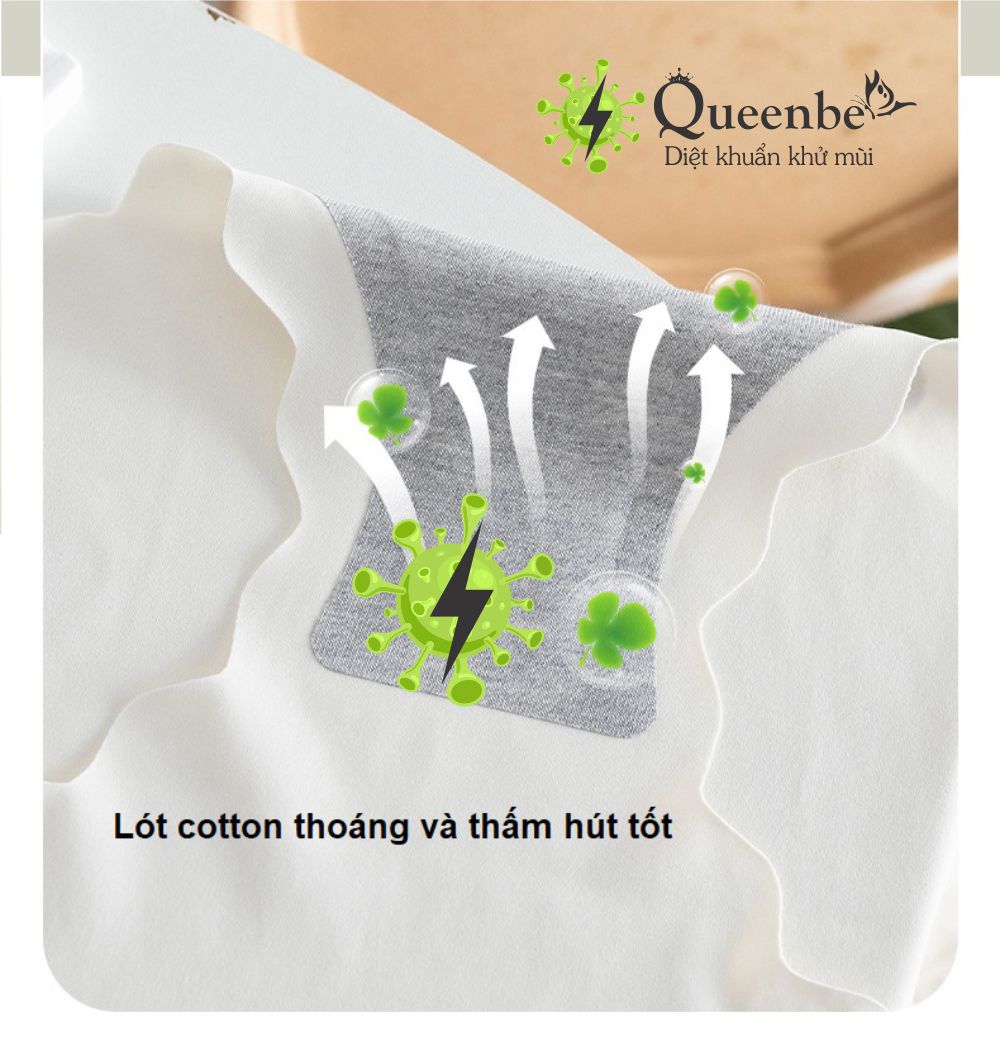 Phiên bản mới kháng khuẩn - Quần lót nữ lụa băng kháng khuẩn không đường may Queenbe GLDL051