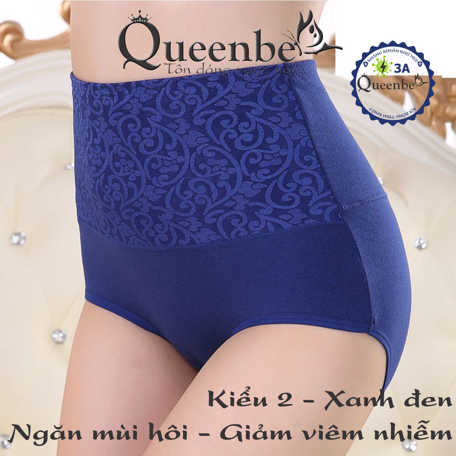 Quần lót nữ lưng cao GEN eo giấu bụng GLDL037 Queenbe vải cotton mềm thoáng thêu tinh tế