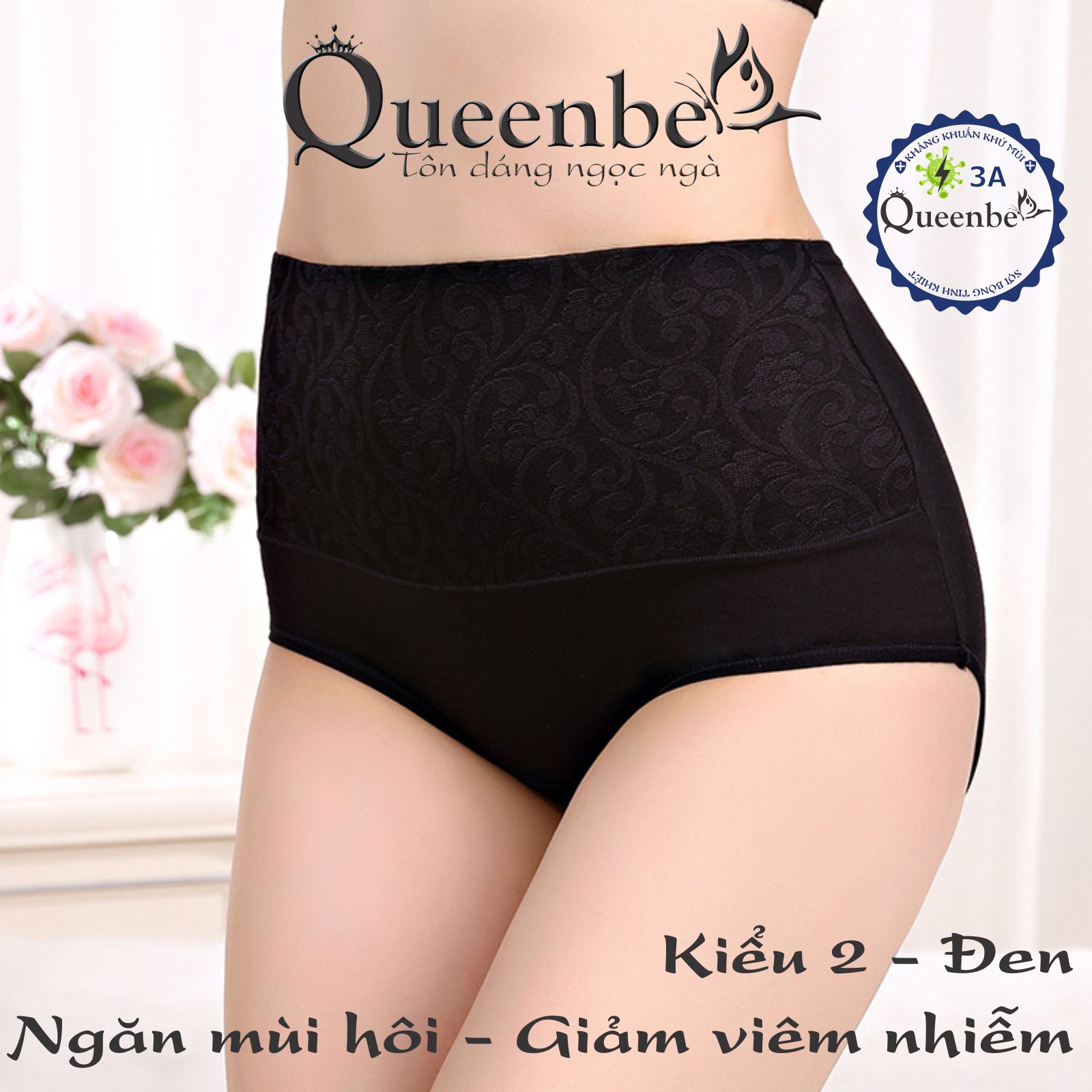 Quần lót nữ lưng cao GEN eo giấu bụng GLDL037 Queenbe vải cotton mềm thoáng thêu tinh tế