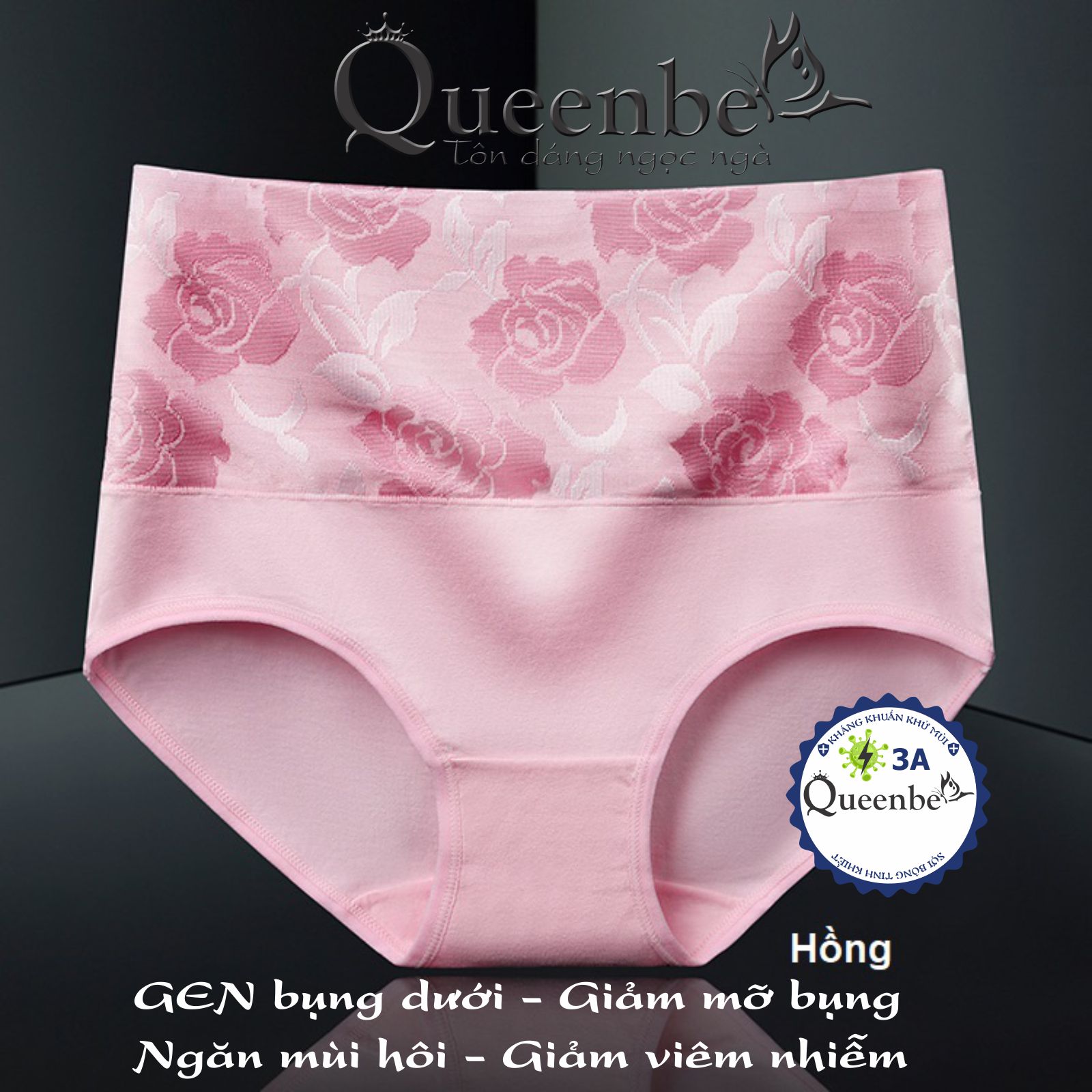 Quần lót nữ lưng cao GEN bụng dưới GLDL049 Queenbe cotton mềm dệt hoa hồng 3d