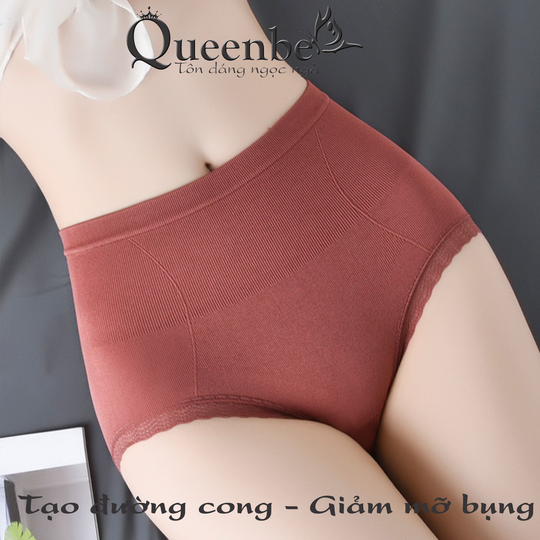 Quần lót nữ ren eo giúp thon gọn bụng dưới GLDL038 Queenbe đáy kháng khuẩn vải cotton co giãn 4 chiều mềm thoáng khí
