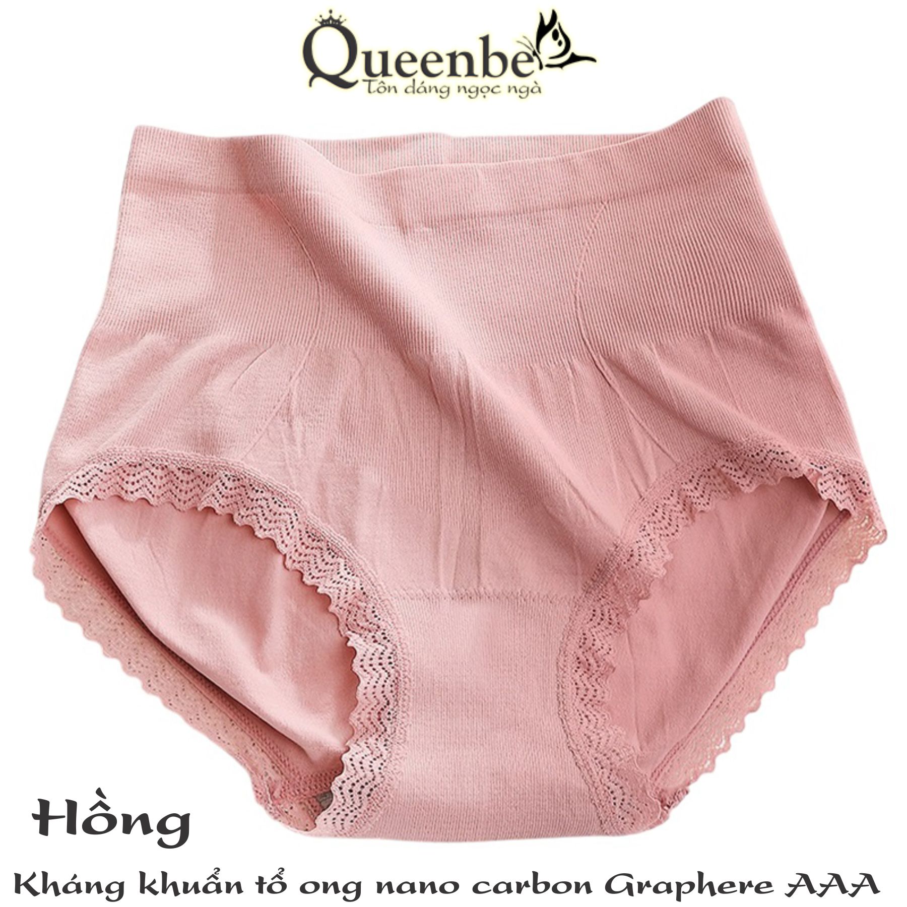 Quần lót nữ ren eo giúp thon gọn bụng dưới GLDL038 Queenbe đáy kháng khuẩn vải cotton co giãn 4 chiều mềm thoáng khí