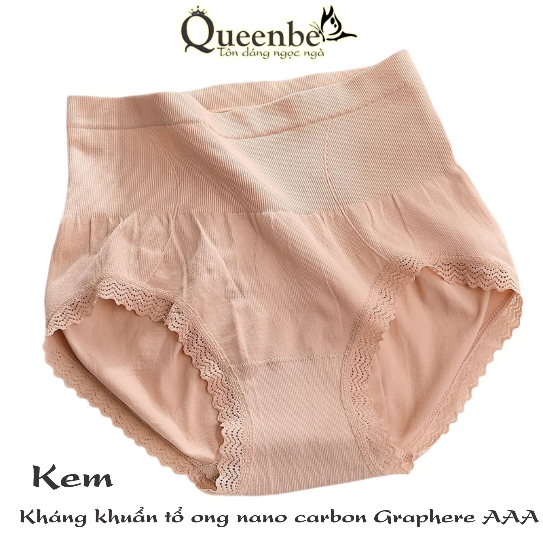 Quần lót nữ ren eo giúp thon gọn bụng dưới GLDL038 Queenbe đáy kháng khuẩn vải cotton co giãn 4 chiều mềm thoáng khí