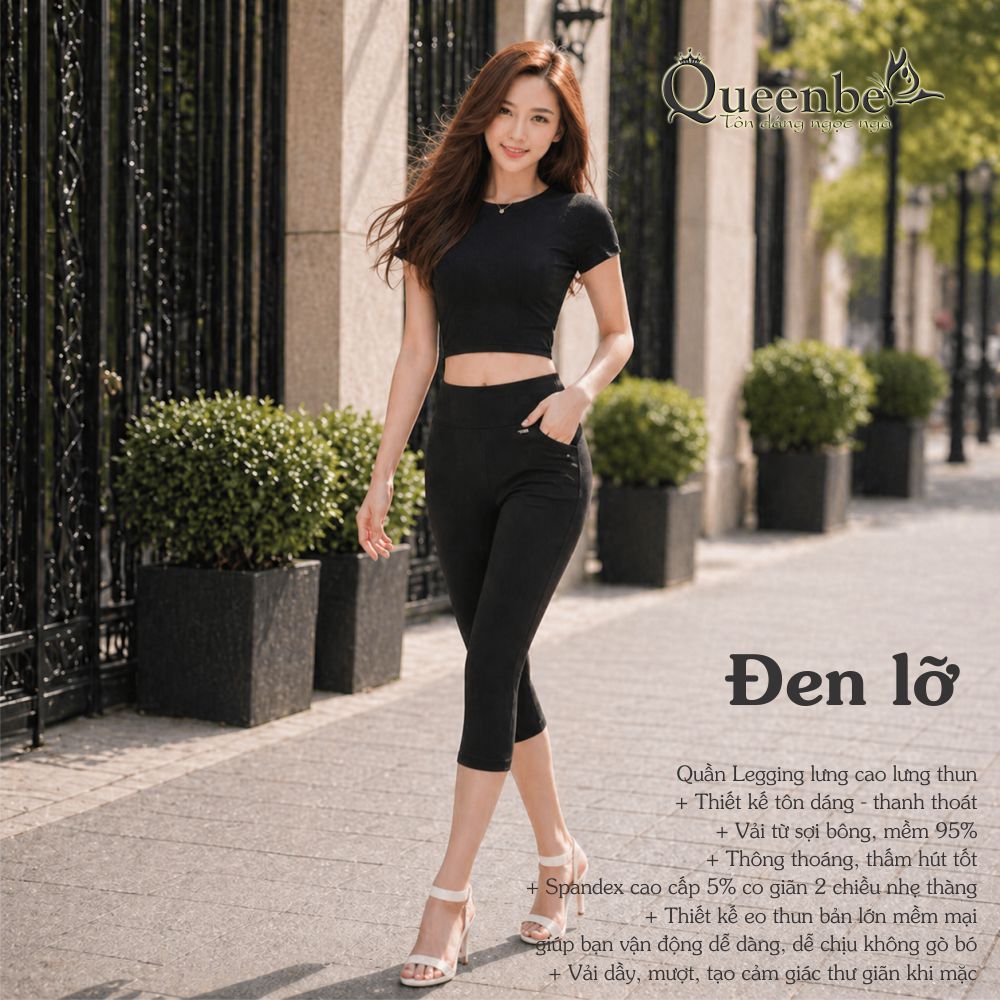 Quần lửng nữ cotton co giãn 4 chiều eo thun bản lớn có big size Queenbe GLQ047