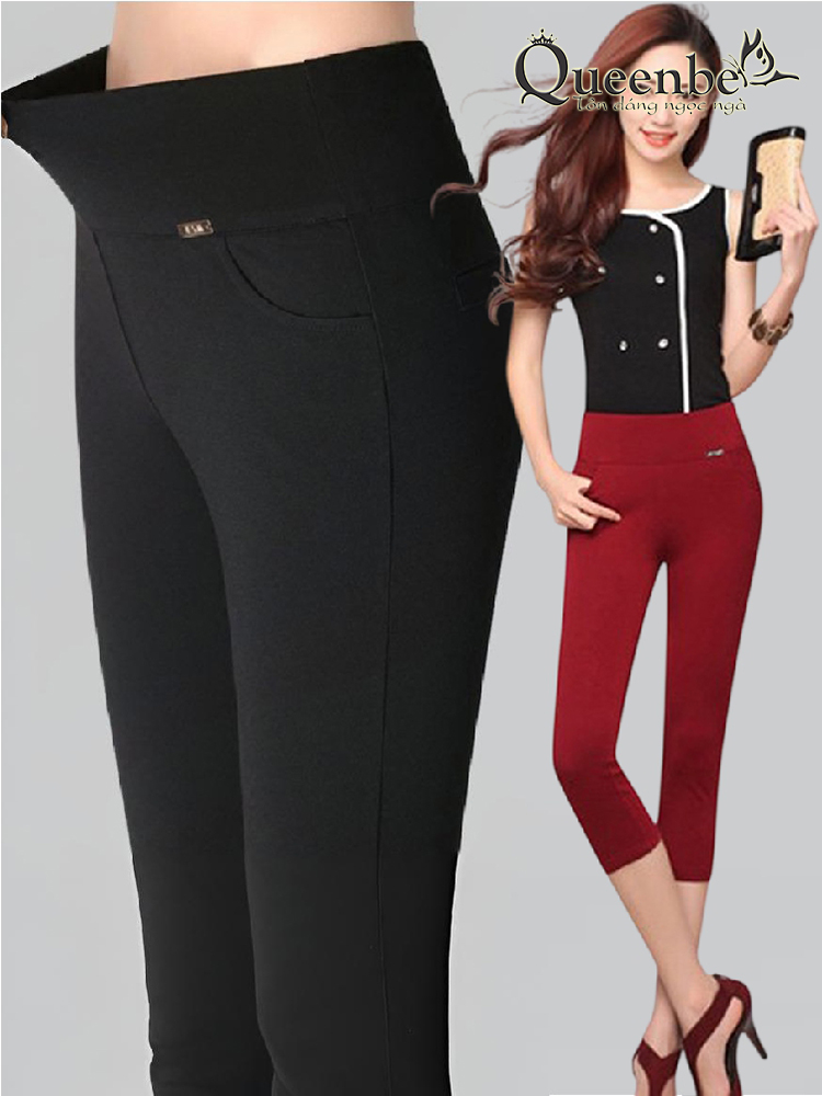 Quần lửng nữ cotton co giãn 4 chiều eo thun bản lớn có big size Queenbe GLQ047