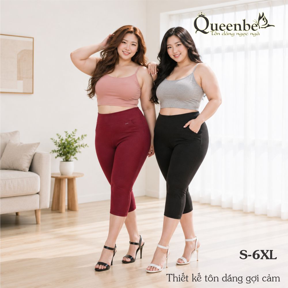 Quần lửng nữ cotton co giãn 4 chiều eo thun bản lớn có big size Queenbe GLQ047