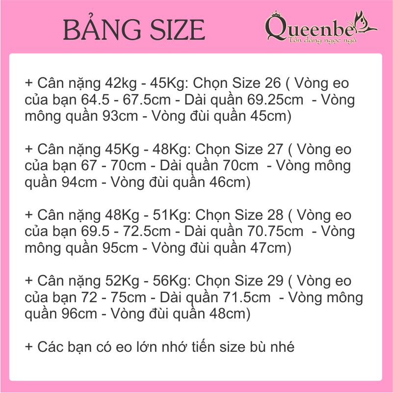 Quần lửng nữ jean lưng thun lưng cao dáng ôm Queenbe GLQ117