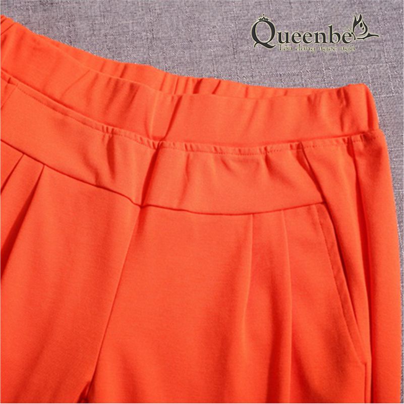 Quần lửng nữ lưng cao lưng thun big size kiểu harem Queeenbe GLQ084 vải cotton co giãn 4 chiều