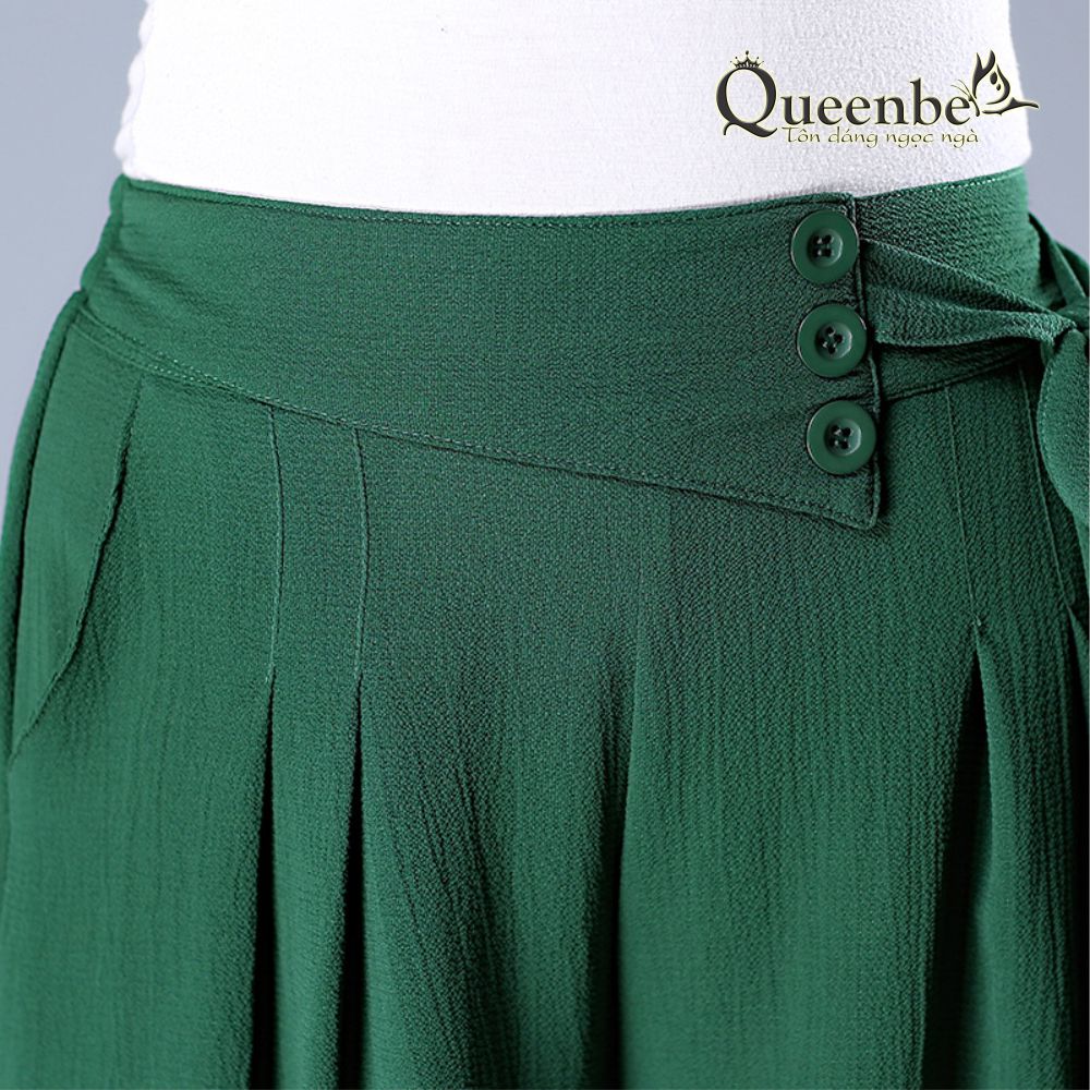 Quần lửng nữ ống rộng eo thun có big size Queenbe GLQ115 vải voan xốp cao cấp mềm mượt thông thoáng