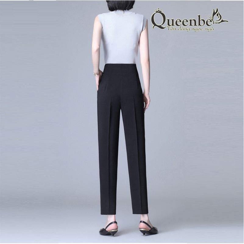Quần nữ công sở kiểu baggy lưng cao có big size Queenbe GLQ154 vải cotton pha thoáng, đứng quần, dầy dặn