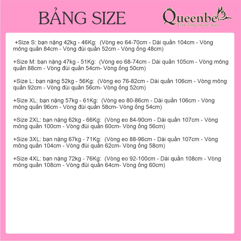 Quần nữ công sở lưng cao ống đứng big size Queenbe GLQ143 cotton pha, không nhăn
