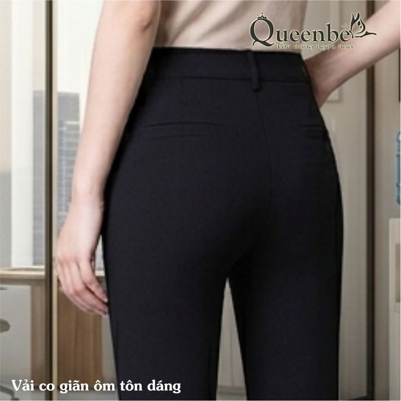 Quần nữ ống loe dáng ôm có big size Queenbe GLQ144 vải cotton co giãn 4 chiều, mềm mịn, thông thoáng